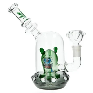 glass bong green alien bubbler 17cm.webp