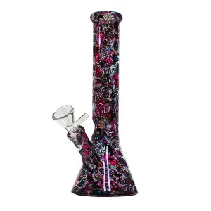 glass bong mexican flower skull 26cm.webp